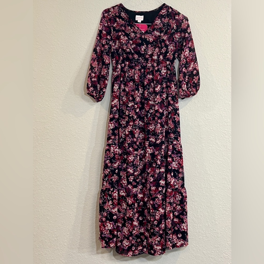 Isabel Womens Maternity Dress Floral Midi 3/4 Sleeve NWT